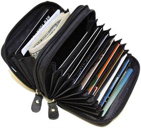img 4 attached to 📇 RFID Identity Safe Leather Double Zippered Accordion Wallet by Leatherboss