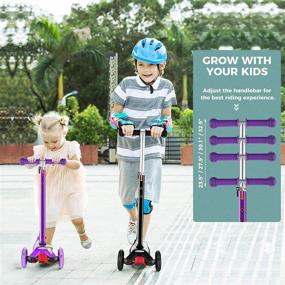 img 3 attached to 🛴 Hikole 3 Wheeled Scooter: Adjustable Lean-to-Steer Handlebar, Extra-Wide Deck, Flashing Wheels for Kids 3-12 Years Old