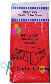 img 1 attached to 🔴 Top Quality Evershine (12-Pack) Heavy Duty Plastic Table Covers Tablecloth, Reusable, Rectangle 54" X 108", Vibrant Red