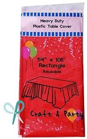 img 4 attached to 🔴 Top Quality Evershine (12-Pack) Heavy Duty Plastic Table Covers Tablecloth, Reusable, Rectangle 54" X 108", Vibrant Red
