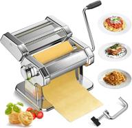 tobeelec stainless manual pasta maker with 2 pasta cutters - perfect for homemade spaghetti, fettuccini, lasagna, and dumpling skins (silver) логотип