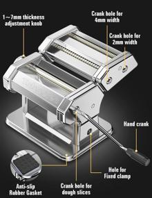 img 1 attached to Tobeelec Stainless Manual Pasta Maker with 2 Pasta Cutters - Perfect for Homemade Spaghetti, Fettuccini, Lasagna, and Dumpling Skins (Silver)