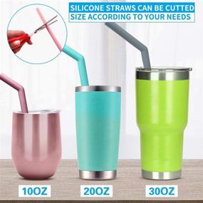 img 2 attached to 🥤 Pack of 10 Large Pink Reusable Silicone Straws for Thick Smoothies - With Cleaning Brushes - Extra Long & Flexible - Ideal for 20oz, 30oz, and 40oz Yeti Tumblers - BPA Free & Non-Toxic