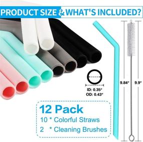 img 3 attached to 🥤 Pack of 10 Large Pink Reusable Silicone Straws for Thick Smoothies - With Cleaning Brushes - Extra Long & Flexible - Ideal for 20oz, 30oz, and 40oz Yeti Tumblers - BPA Free & Non-Toxic