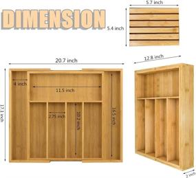 img 3 attached to 🍴 Optimal Kitchen Drawer Organizer: Pinshion Bamboo Expandable Utensil Tray with Premium Cutlery Divider