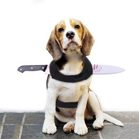 img 4 attached to 🔪 Halloween Pet Costume - Dog Bloody Knife Vest for Scary & Realistic Cosplay - Tricky Prop