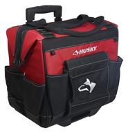 🧳 husky gp-44316an13: 14-inch red water-resistant contractor's rolling tool tote bag – ultimate mobility and durability logo