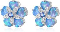 feeldan plated created opal flowers earrings girls' jewelry logo