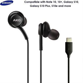 img 2 attached to 🎧 UrbanX 2021 Stereo Headphones for Samsung Galaxy S21+ 5G - Braided Cable - Designed by AKG - with Microphone (Black) USB-C Connector - US Version with Warranty | OEM