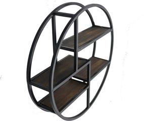 img 3 attached to 🪵 Brown Wooden Round Small Wall Shelf - Admired By Nature