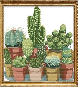 img 3 attached to Cactus-themed Louise Maelys Starter Cross Stitch 🌵 Stamped Kits: DIY Needlepoint Embroidery for Adults and Kids