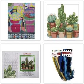 img 2 attached to Cactus-themed Louise Maelys Starter Cross Stitch 🌵 Stamped Kits: DIY Needlepoint Embroidery for Adults and Kids