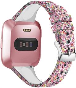 img 3 attached to REYUIK Флорал Бэнды: Яркая силиконовая замена для 🌸 Fitbit Versa 2/Lite/Special Edition - Безвредный узор, воздухопроницаемый дизайн.