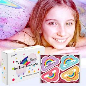 img 1 attached to 🌈 Large Handmade Rainbow Bath Bombs - 4 Pcs Gift Set for Kids and Women, Rich Soak Bubbles with Safe Natural Ingredients and Oils, Ideal Christmas Birthday Holiday Gifts for Her, Girls