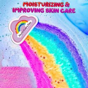 img 3 attached to 🌈 Large Handmade Rainbow Bath Bombs - 4 Pcs Gift Set for Kids and Women, Rich Soak Bubbles with Safe Natural Ingredients and Oils, Ideal Christmas Birthday Holiday Gifts for Her, Girls