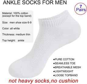 img 3 attached to 🧦 Men's Low Cut Running Socks, 100% Cotton Ankle Socks, Size 6-9, Pack of 7