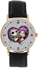 img 1 attached to Stylish Sports Leather Gold Watch for Men and Women - Custom Design - The Nightmare Before Christmas - Ideal Gift