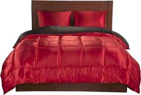 img 4 attached to Elite Home Satin 3-Piece Set: Reversible Comforter for Full/Queen Bed in Black/Red – Premium Quality