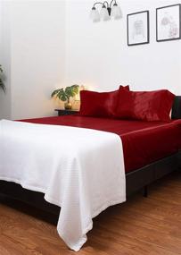 img 2 attached to Elite Home Satin 3-Piece Set: Reversible Comforter for Full/Queen Bed in Black/Red – Premium Quality