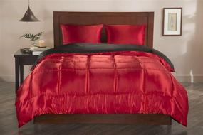 img 3 attached to Elite Home Satin 3-Piece Set: Reversible Comforter for Full/Queen Bed in Black/Red – Premium Quality