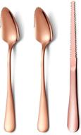 🥄 homquen rose gold grapefruit spoons set - 2 stainless steel grapefruit spoons and 1 grapefruit knife with titanium plating, grapefruit utensil set, 3-piece serrated edges spoon pack logo