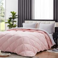 🛏️ nexhome queen size down alternative quilted comforter set: reversible microfiber bedding in light pink/grey logo