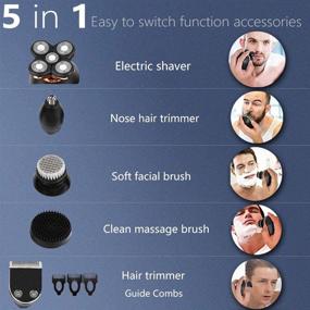 img 1 attached to 🪒 Amble 5-in-1 Electric Shavers for Bald Men Head - Waterproof, Faster-Charging, LED Display, Rechargeable, Cordless Rotary Razor Kit - Grooming Shaver with Beard Trimmer, Nose Hair & Hair Clippers