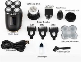 img 3 attached to 🪒 Amble 5-in-1 Electric Shavers for Bald Men Head - Waterproof, Faster-Charging, LED Display, Rechargeable, Cordless Rotary Razor Kit - Grooming Shaver with Beard Trimmer, Nose Hair & Hair Clippers