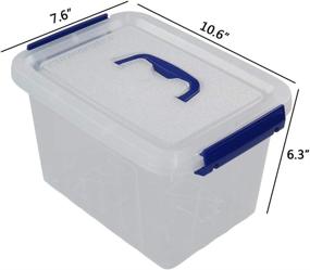 img 1 attached to 📦 6-Pack Eagrye 6 Quart Clear Plastic Storage Latch Box Organizer with Handle