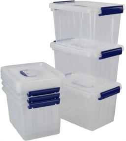 img 3 attached to 📦 6-Pack Eagrye 6 Quart Clear Plastic Storage Latch Box Organizer with Handle