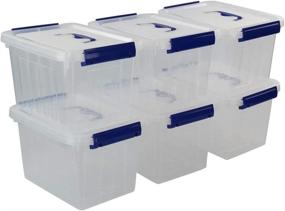 img 4 attached to 📦 6-Pack Eagrye 6 Quart Clear Plastic Storage Latch Box Organizer with Handle