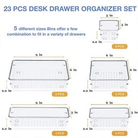 img 3 attached to 💄 Efficient Clear Acrylic Makeup Drawer Organizers Set - ExtraCharm Desk Drawer Organizer Tray (23Pcs, 5 Sizes), Anti-Slip, Perfect for Bathroom