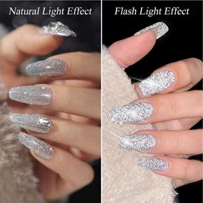 img 1 attached to 💅 Серебристый отражающий гель-лак с блестками - Bungee Soak Off UV Гель для блестящего переливающегося дискотечного маникюра с эффектом разбитого алмаза - идеально подходит для ежедневных Хэллоуинских и дней рождения (01)