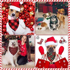 img 1 attached to 🎅 Christmas Pet Accessory Set: 8-Piece Collar and Bandana Collection for Dogs and Cats - Festive Breakaway Collar with Bowtie, Bell, and Buffalo Plaid Triangle Scarf - Perfect for Christmas Parties!