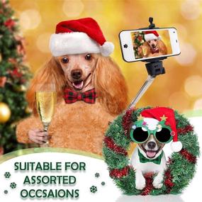 img 2 attached to 🎅 Christmas Pet Accessory Set: 8-Piece Collar and Bandana Collection for Dogs and Cats - Festive Breakaway Collar with Bowtie, Bell, and Buffalo Plaid Triangle Scarf - Perfect for Christmas Parties!