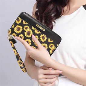img 3 attached to 🌻 Women's Sunflower Wristlet Wallet - RFID Blocking Leather Zipper Long Clutch Purse