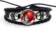 horror charm bracelet - pennywise, tv movie cosplay metal/leather 🎃 bangle for halloween, ideal gifts for women, men, girls and boys logo