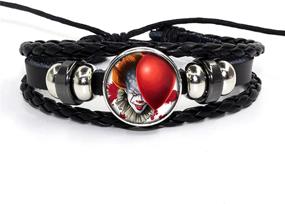 img 3 attached to Horror Charm Bracelet - Pennywise, TV Movie Cosplay Metal/Leather 🎃 Bangle for Halloween, Ideal Gifts for Women, Men, Girls and Boys