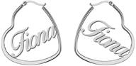 💗 geometric big heart shape hoop earrings, customized name gift for her, personalized name earrings, made with any name - ruizhen logo