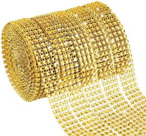 img 4 attached to ✨ Sparkly Gold 25 Yard Ribbon Roll with 4 Rows of Acrylic Rhinestones - Perfect for Arts, Crafts, Birthdays, Weddings, and Cake Decorations