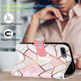 img 2 attached to 📱 2021 New Marble Pattern iPhone Wallet Case with Wrist Strap and Card Slots