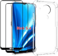 transparent protective cover for nokia 5.4 / nokia 3.4 - qcmm case with tempered glass (2 pieces) - slim tpu soft edge bumper, shock absorption, reinforced corners logo