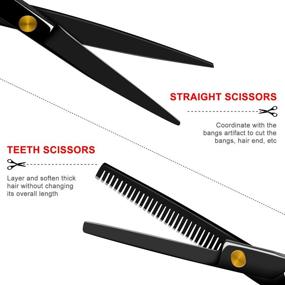 img 3 attached to Professional Haircut Scissors Set - Sirabe 10 PCS Hair Cutting Kit with Cutting Scissors, Thinning Scissors, Comb, Cape, Clips - Black Hairdressing Shears Set for Barber, Salon, Home