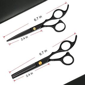 img 1 attached to Professional Haircut Scissors Set - Sirabe 10 PCS Hair Cutting Kit with Cutting Scissors, Thinning Scissors, Comb, Cape, Clips - Black Hairdressing Shears Set for Barber, Salon, Home