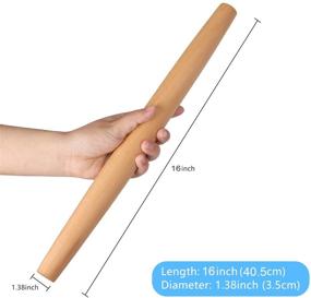 img 2 attached to 🥖 Professional French Wood Rolling Pin for Baking - 16 Inch by 1-3/8 Inch Dough Roller for Pizza, Clay, Pasta, Cookies, Dumpling