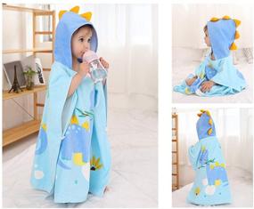 img 3 attached to Tonwhar Cartoon Animal Pattern Kids Cotton Poncho Towel - Ideal for Bath, Pool, and Beach