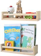 📚 set of 2 nursery bookshelves - baby floating bookshelf or kids book shelf organizer, nursery decor wall shelves for kitchen spice rack, pine natural wood logo