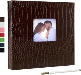 img 4 attached to Potricher Leather Photo Album Self Adhesive 3X5 4X6 5X7 6X8 8X10 DIY Magnetic Sticky Pages Scrapbook Album For Family Wedding Anniversary Baby With A Metallic Pen (Brown