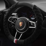 🧤 premium plush steering wheel cover for winter - universal 15 inches, black logo