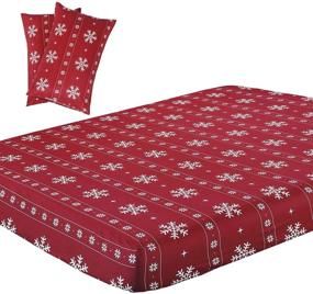 img 2 attached to ❄️ Vaulia Soft Microfiber Snowflake King Size Sheet Set - Red and White, 3-Piece (1 Fitted Sheet, 2 Pillowcases)